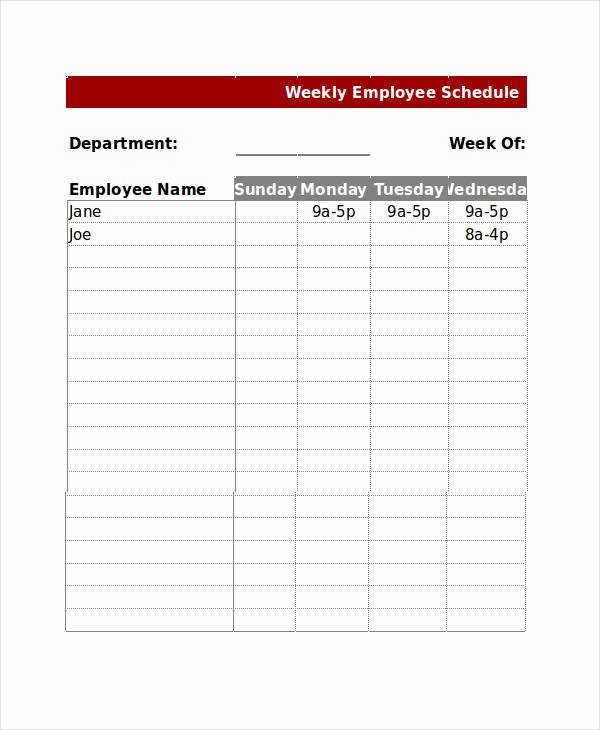 Excel Employee Schedule Template Elegant 13 Sample Excel Schedule Templates Free Example