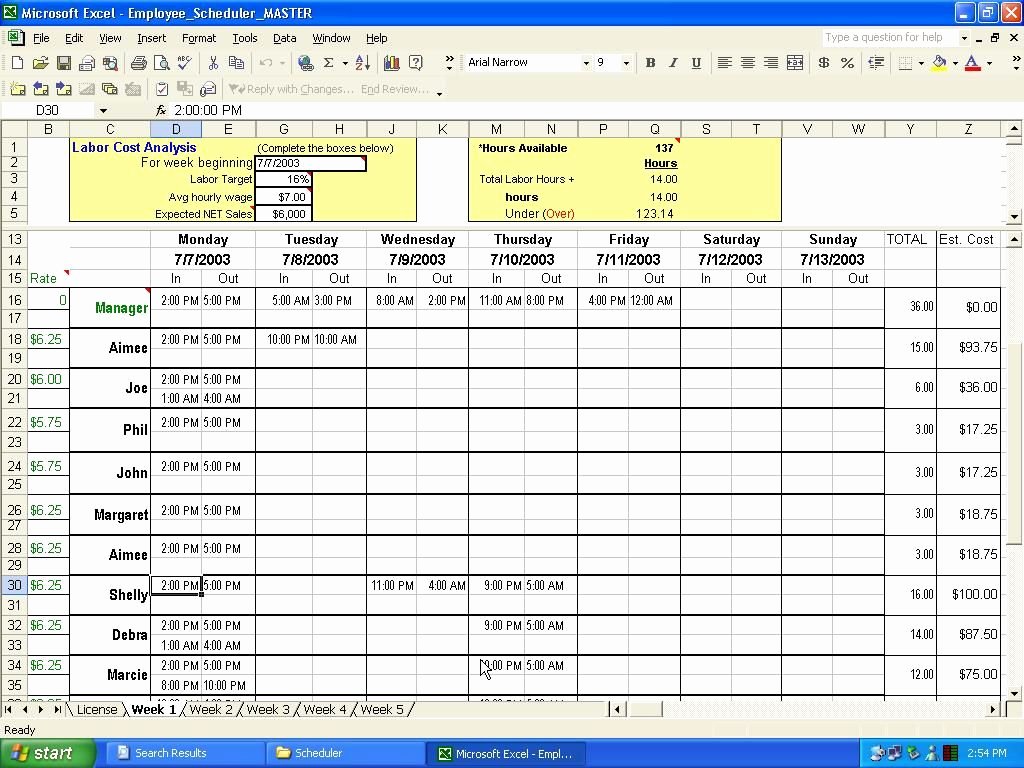 Excel Employee Schedule Template New Pin On New Job Woot Woot