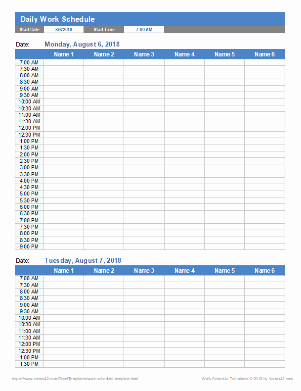 Excel Employee Schedule Template New Work Schedule Template for Excel