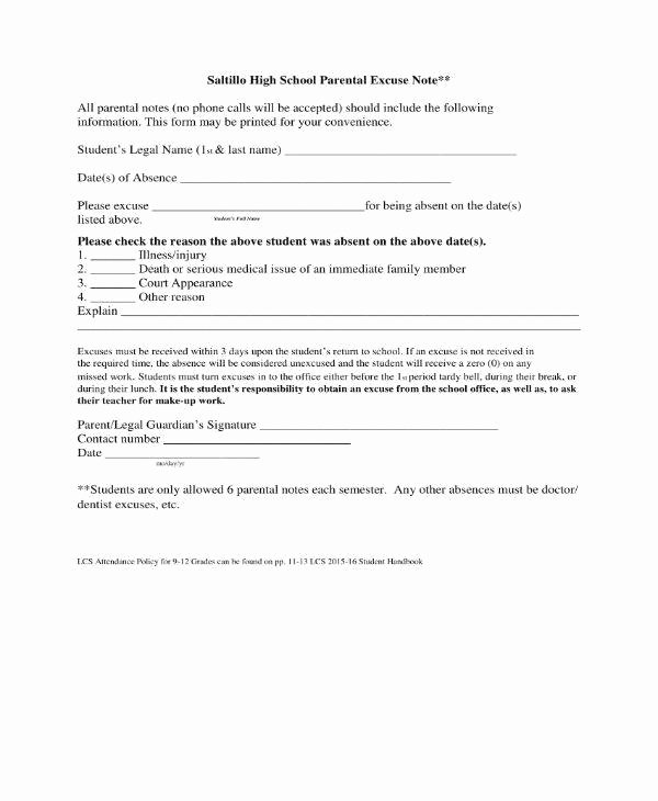 Excuse Note for School Beautiful 11 School Excuse Note Templates Pdf