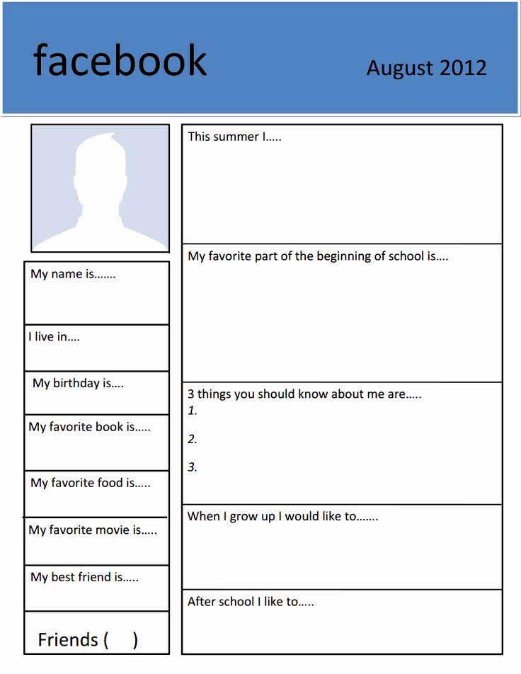 Facebook Template for Students Best Of to Know You Activity