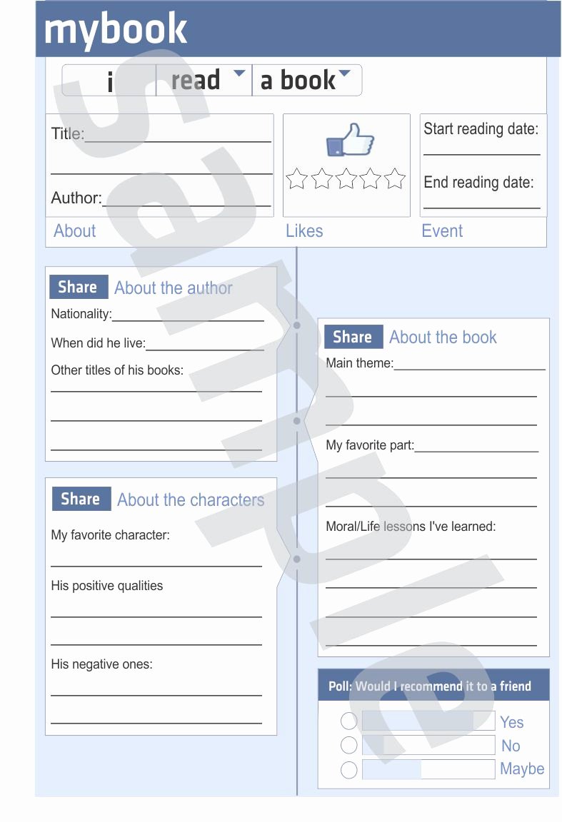 Facebook Template for Students Elegant Printable Reading Diary
