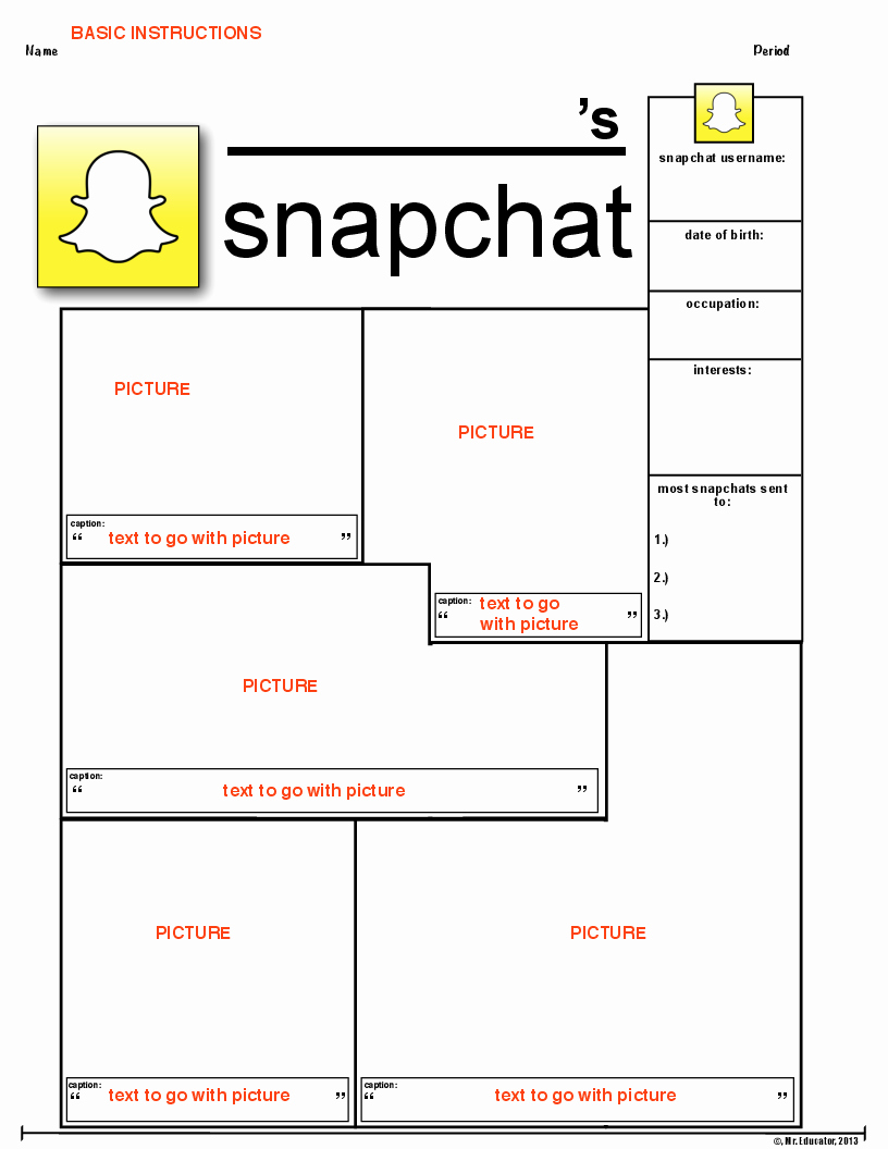 Facebook Template for Students Elegant social Media Biographies Twitter Snapchat and
