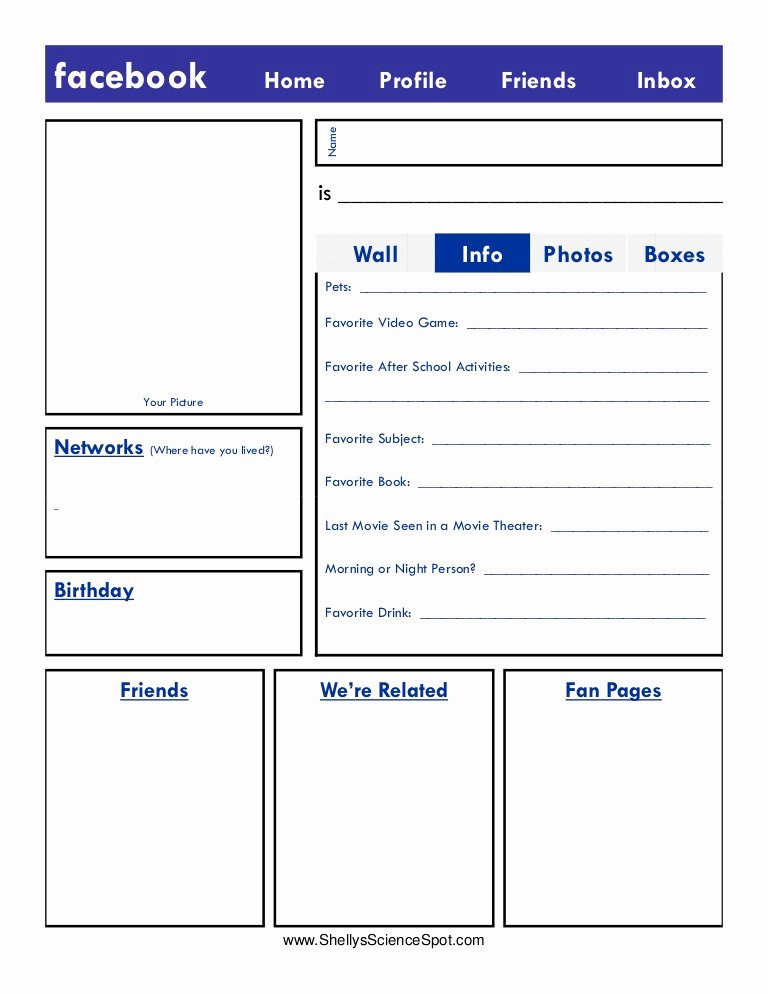 Facebook Template for Students Fresh Blank Page