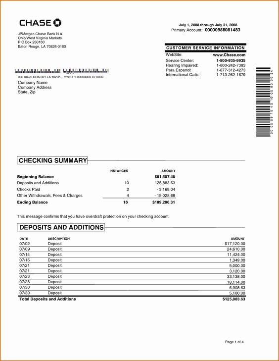 Fake Bank Statement Generator Awesome Chase Bank Statement Line Template