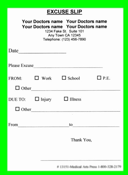 Fake Doctors Note for School Awesome Print A Doctors Note