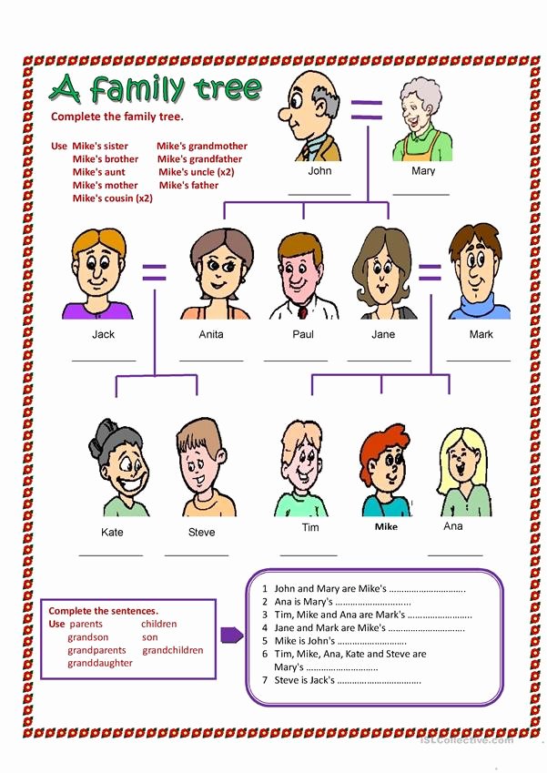 Family Tree Worksheet Printable Beautiful A Family Tree Worksheet Free Esl Printable Worksheets