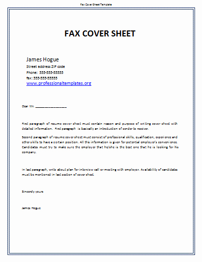 Fax Cover Sheet Template Word Unique 6 Free Fax Templates Ms Word &amp; Pdf