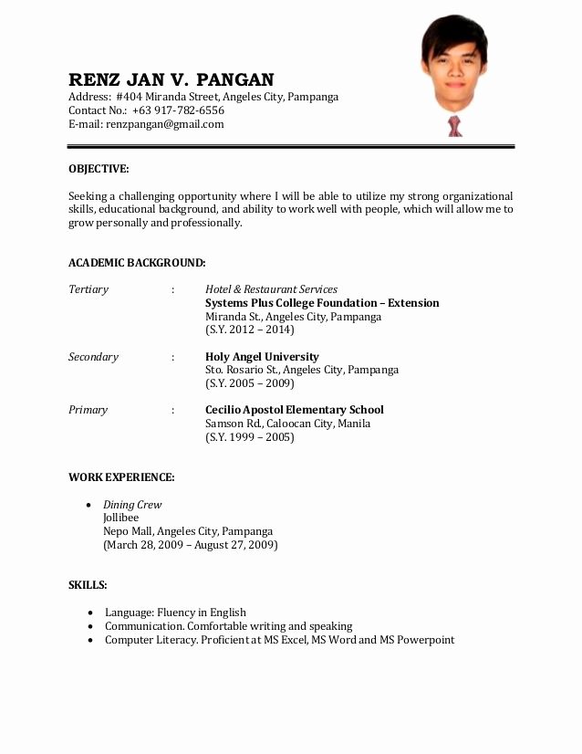 First Time Job Resume Best Of format Of Resume for Job Sample Resume for First Time Job