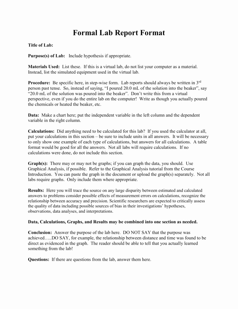 Formal Lab Report Template Awesome formal Lab Report