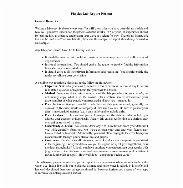 Formal Lab Report Template Beautiful How to Write A formal Lab Report for Physics Writing A