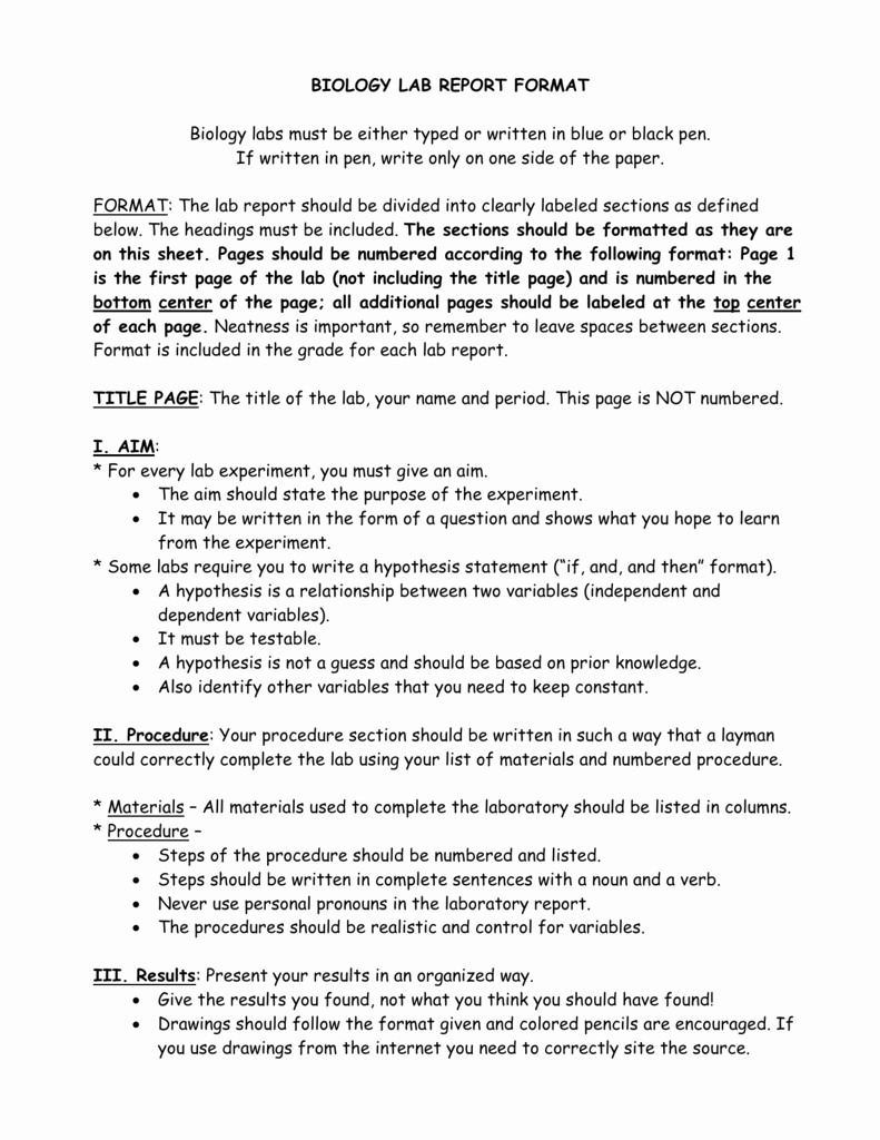 Formal Lab Report Template Best Of Biology Lab Report format