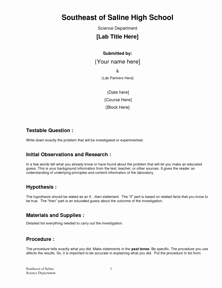 Formal Lab Report Template Best Of formal Lab Report Template Biological Science Picture