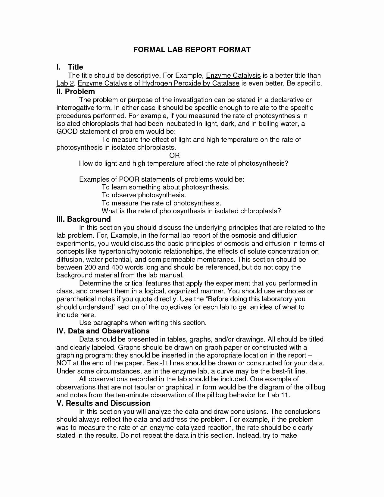 Formal Lab Report Template Elegant Another formal Lab Report format
