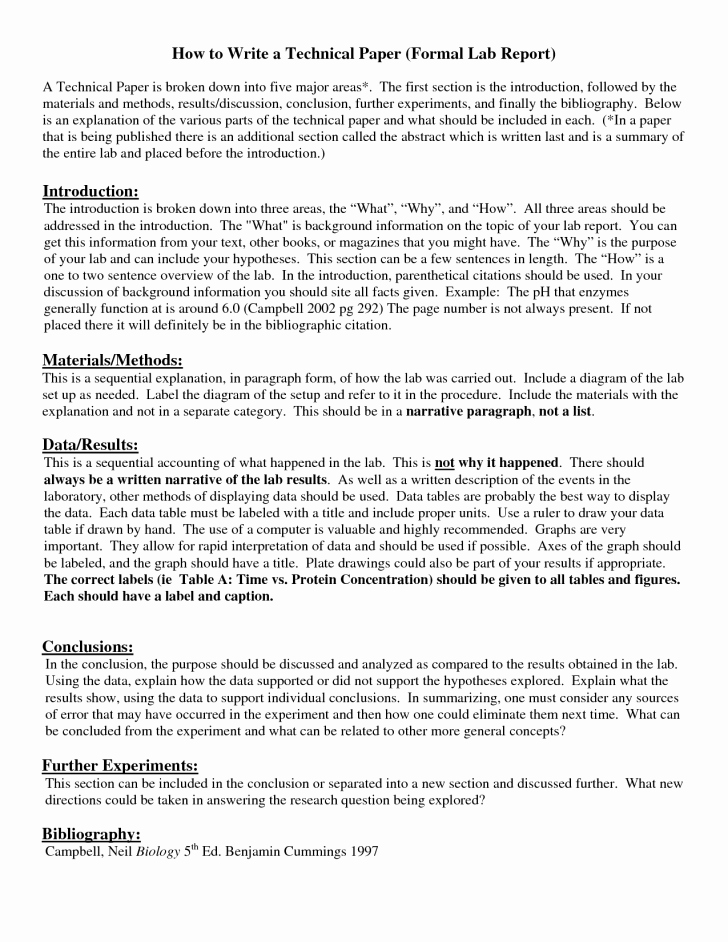 Formal Lab Report Template Unique formal Lab Report Biological Science Picture Directory