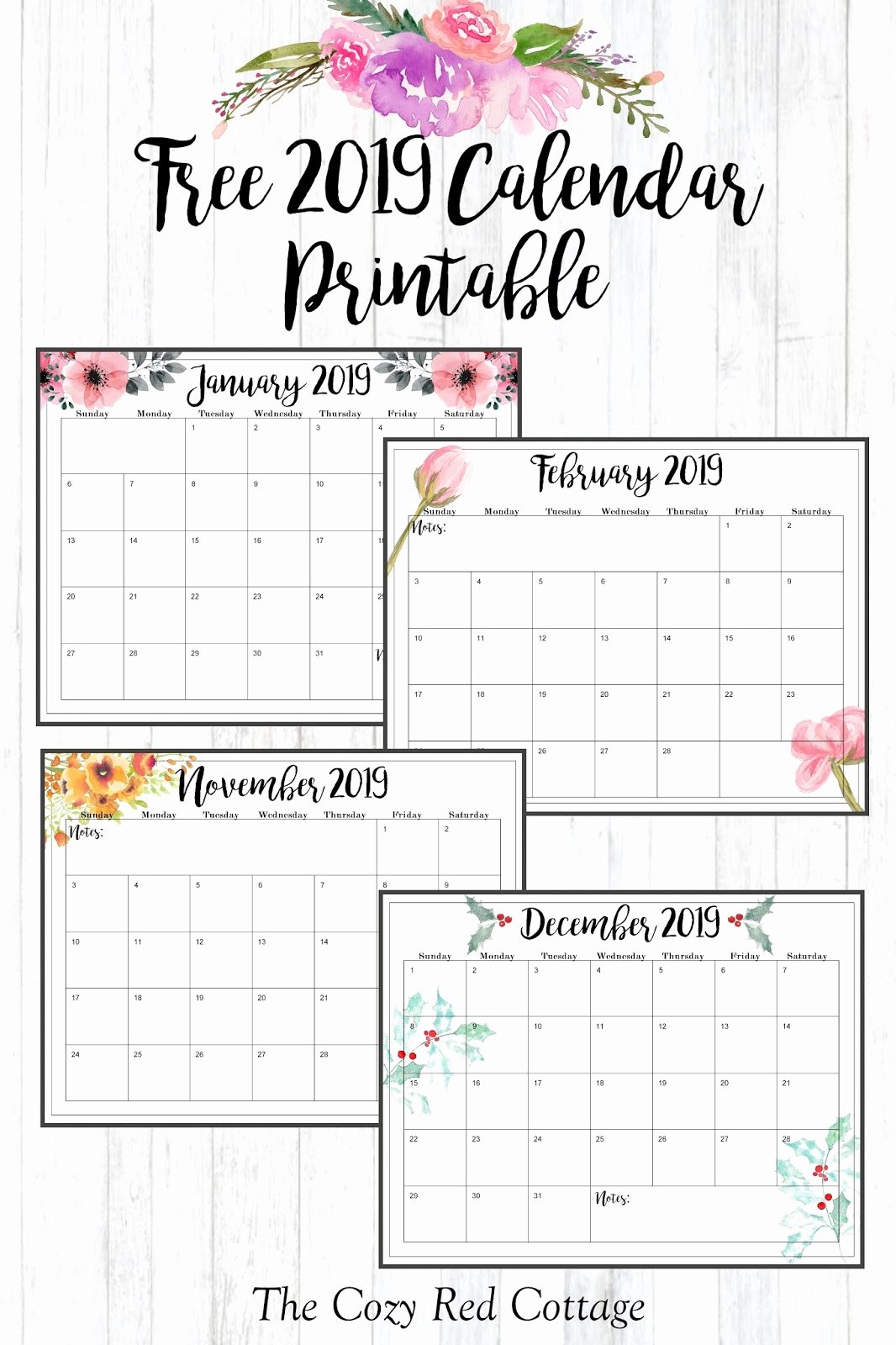 Free 2019 Calendar Template Best Of the Cozy Red Cottage Free 2019 Calendar Printable