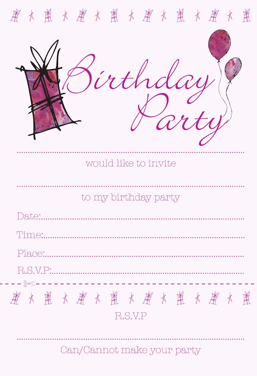 Free Birthday Party Invitation Templates Beautiful 40th Birthday Ideas Teenage Girl Birthday Invitation