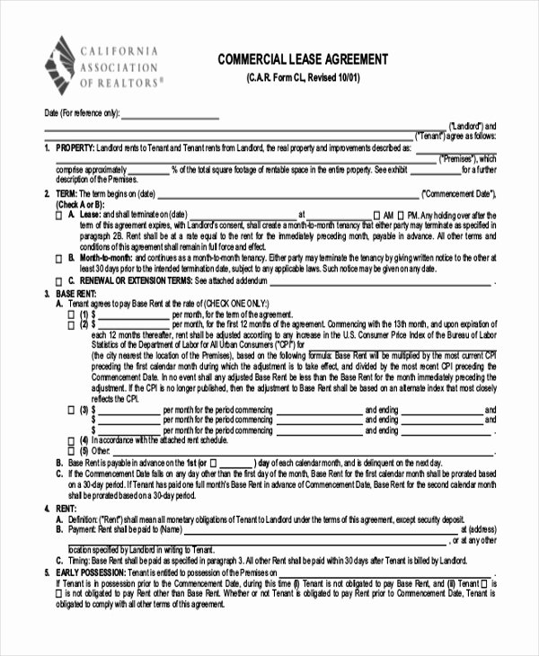 Free Blank Lease Agreement Fresh Sample Blank Lease Agreement form 10 Free Documents In