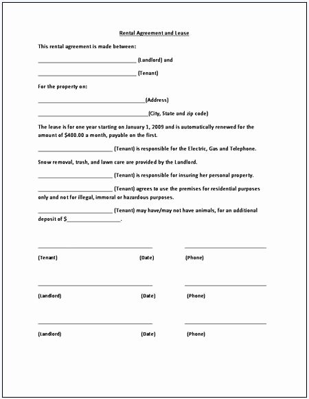 Free Blank Lease Agreement New Rent Lease Agreement
