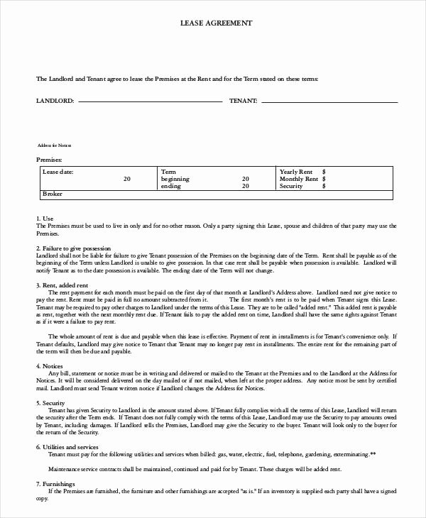Free Blank Lease Agreement Unique Free 60 Lease Agreement form In Template