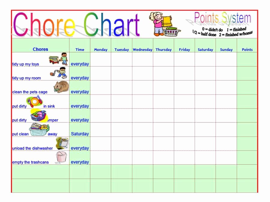 Free Chore Chart Template Best Of 43 Free Chore Chart Templates for Kids Template Lab