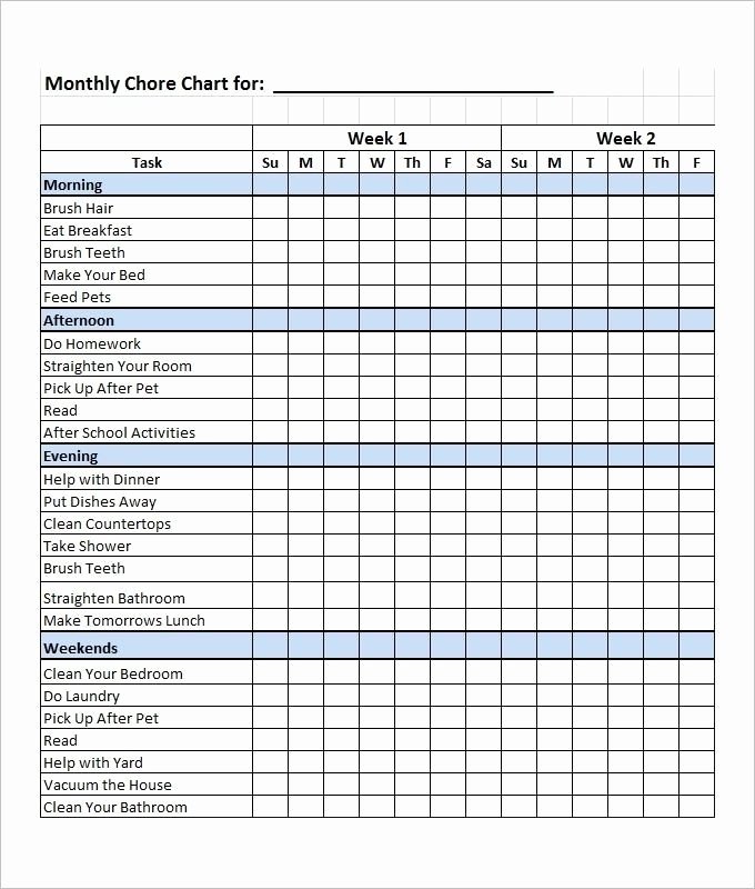 Free Chore Chart Template Inspirational Free Editable Printable Chore Charts
