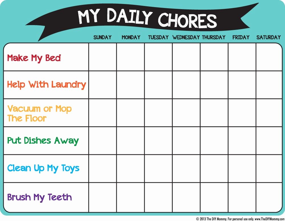 Free Chore Chart Template Lovely Make A Preschool Chore Chart Free Printable