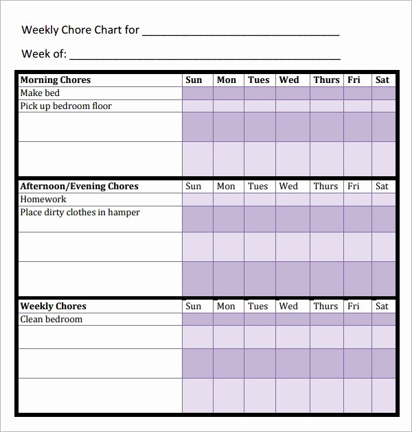 Free Chore Chart Template Unique Free 5 Sample Chore Chart Templates In Doc