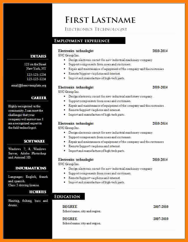 Free Creative Resume Templates Word Best Of 6 Cv format Word Free