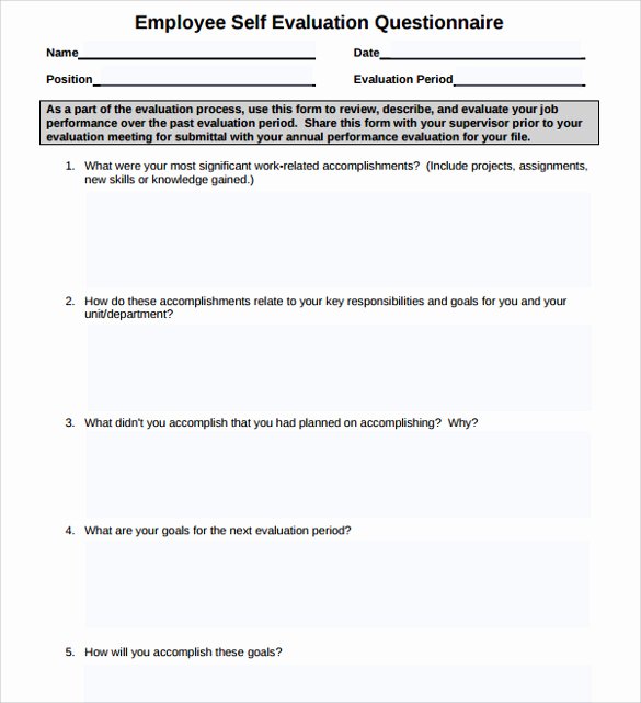 Free Employee Evaluation forms Printable Awesome Free Employee Self Evaluation forms Printable