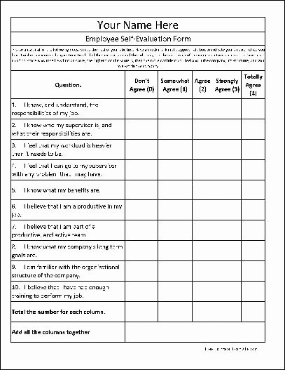 Free Employee Evaluation forms Printable Beautiful Free Personalized Employee Self Evaluation form From formville