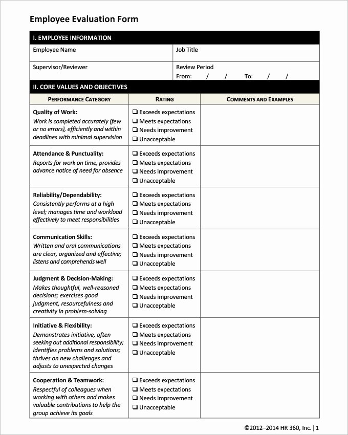 Free Employee Evaluation forms Printable Fresh 17 Hr Evaluation forms Hr Templates