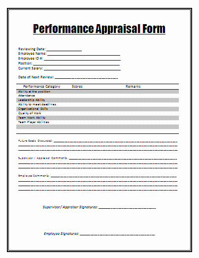 Free Employee Evaluation forms Printable Fresh Printable Performance Appraisal form