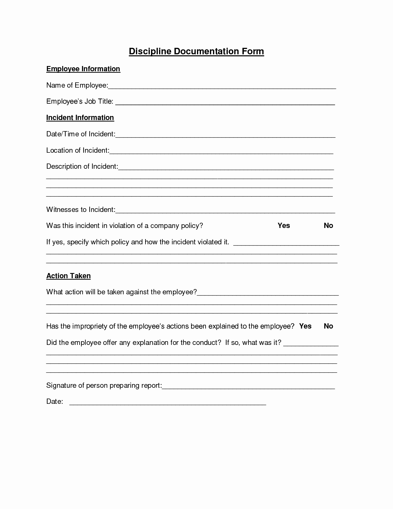 Free Employee Evaluation forms Printable Unique Employee Discipline form Employee forms