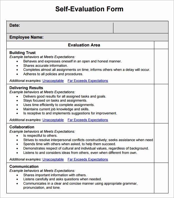 Free Employee Evaluation forms Printable Unique Free Printable Employee Evaluation form Picture – 9