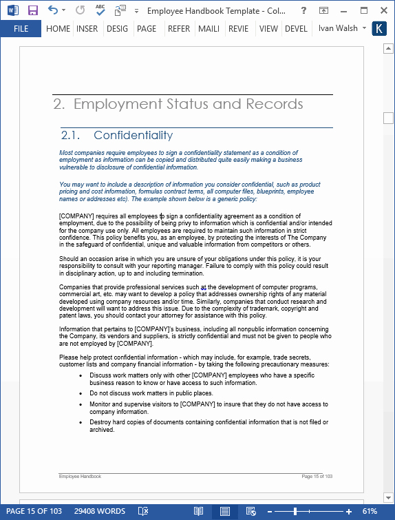 Free Employee Handbook Template Best Of Employee Handbook Template • My software Templates