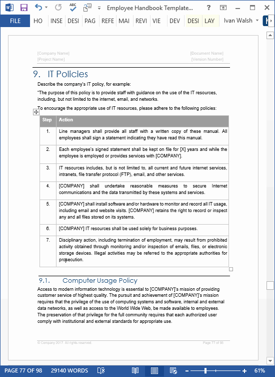 Free Employee Handbook Template Best Of Employee Handbook Templates Ms Word Free Policy Manual