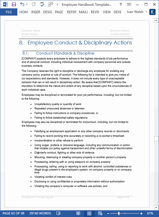 Free Employee Handbook Template Fresh Employee Handbook Template • My software Templates