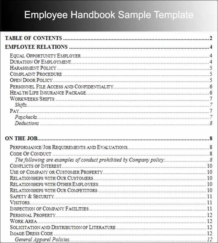 Free Employee Handbook Template Luxury Employee Handbook Examples