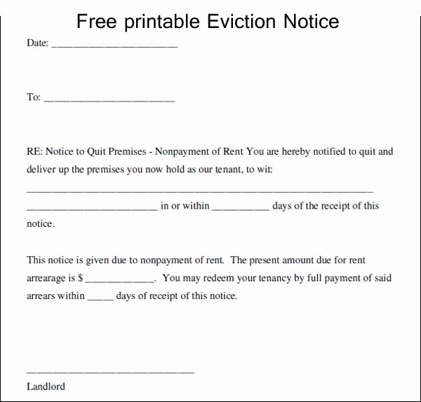 Free Eviction Notice Template Awesome Free Printable Eviction Notice Template