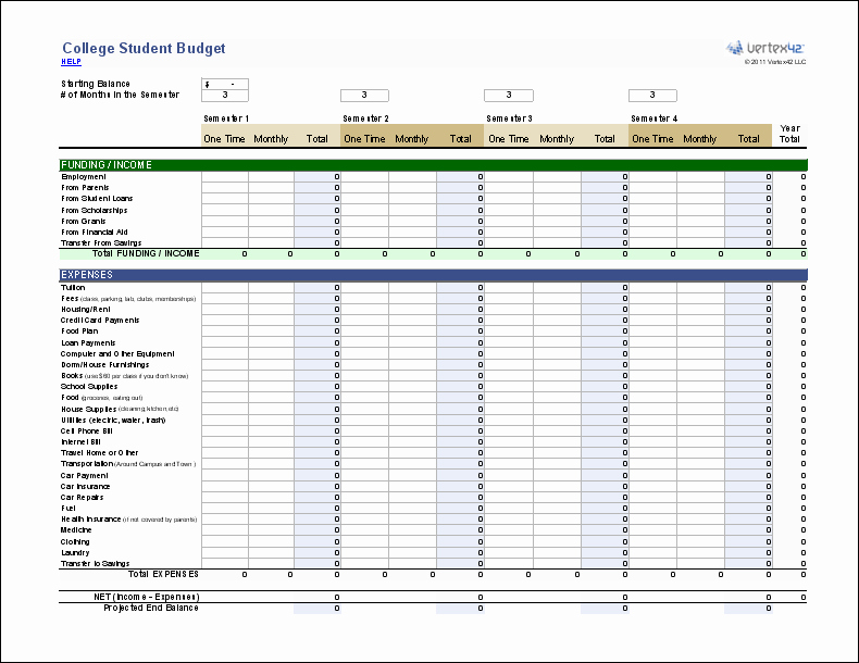Free Excel Budget Template Lovely Free College Student Bud Worksheet