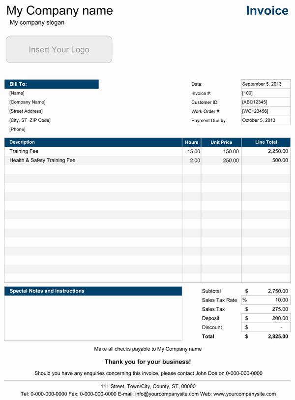 Free Excel Invoice Template Elegant Service Invoice Templates for Excel