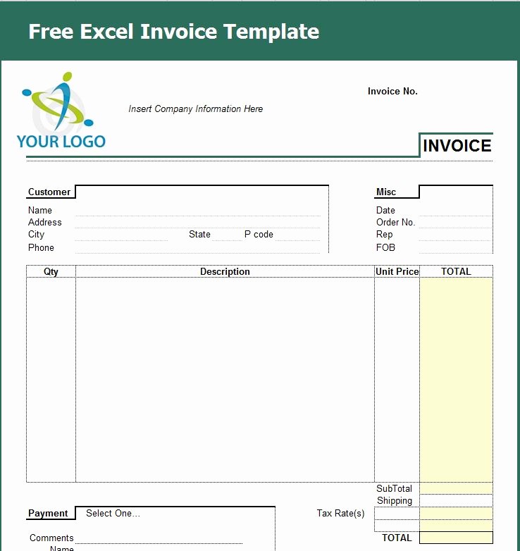 Free Excel Invoice Template New Invoice Template Excel 2010