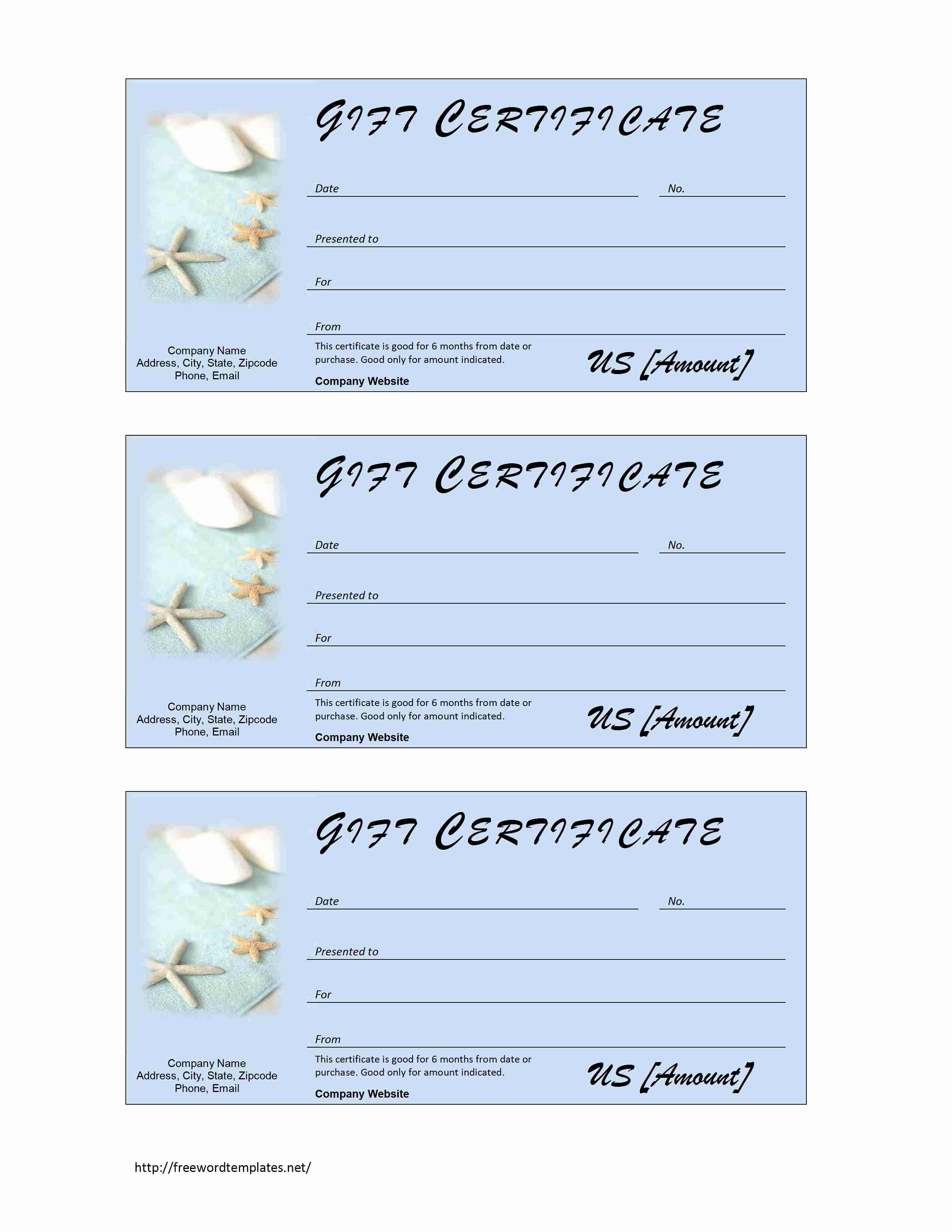 Free Gift Certificate Template Word New Spa Gift Certificate