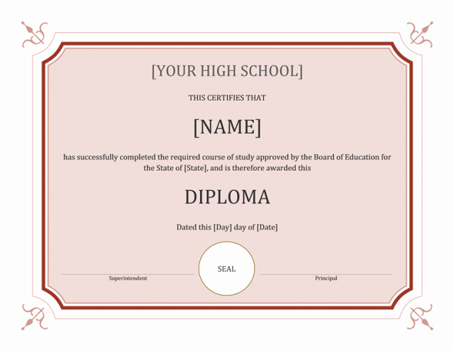 diploma template word