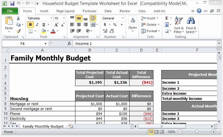 Free Household Budget Template Fresh Household Bud Template Worksheet for Excel