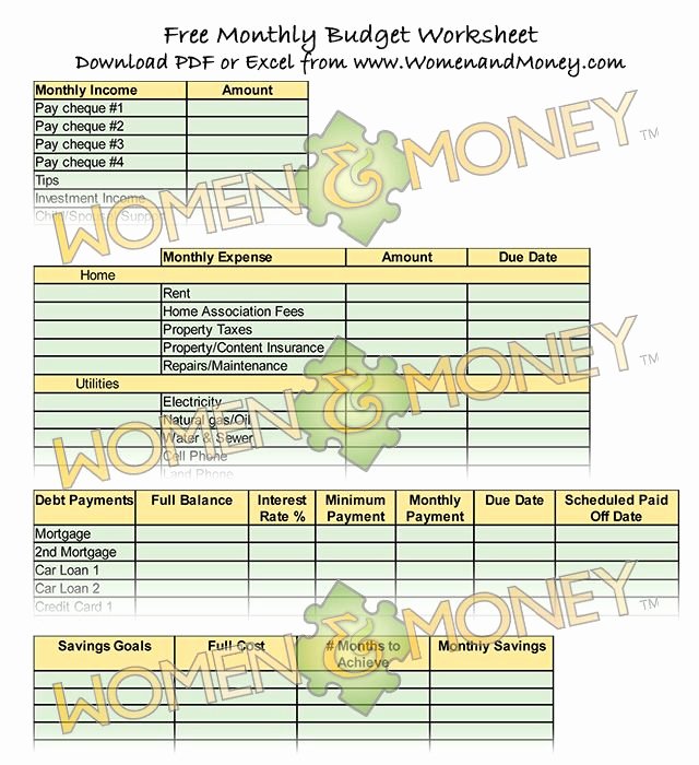 Free Household Budget Worksheet Pdf Awesome Free Monthly Bud Worksheet Pdf or Excel Designed to