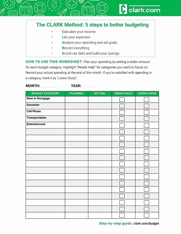 Free Household Budget Worksheet Pdf Best Of Free Bud Worksheet the Clark Method to Create A