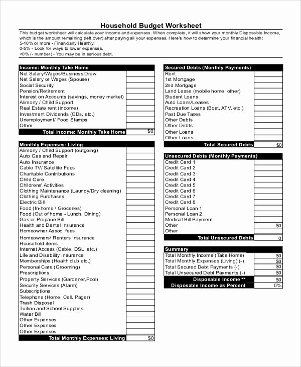 Free Household Budget Worksheet Pdf Luxury Sample Home Bud Worksheet 6 Examples In Pdf Xls