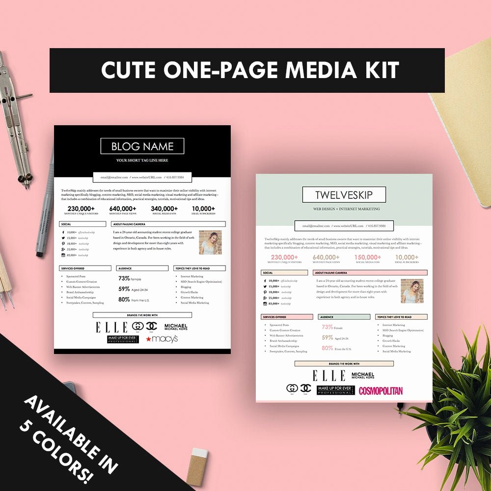 Free Media Kit Template Beautiful Cute E Page Media Kit Template Press Kit Pastel Black